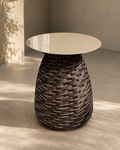 Slika od ROUND KLUB STO TEAK FI 41 X h51 CM BRAON STAKLO